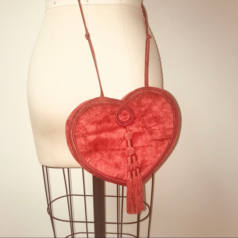 Free people NWOT heart shaped velvet crossbody bag